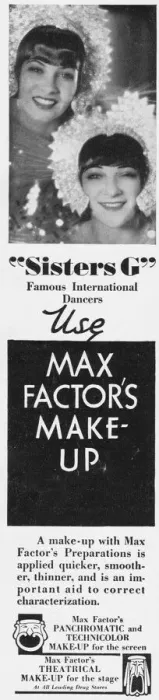 Framed Print : Advert for Max Factors makeup featuring the Sisters G, 1930 Framed Print : Advert for Max Factors makeup featuring the Sisters G, 1930