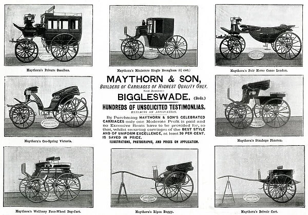 Advert for Maythorn & Son, builders of carriages 1897