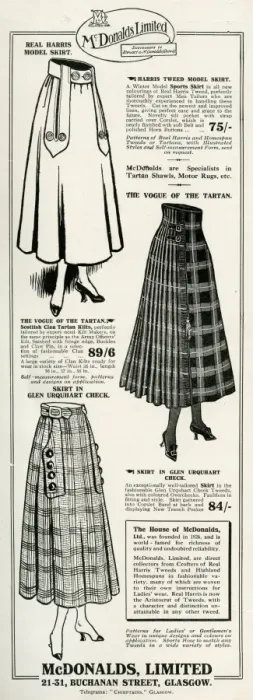 Framed Print : Advert for McDonalds Limited womens skirts 1917 Framed Print : Advert for McDonalds Limited womens skirts 1917
