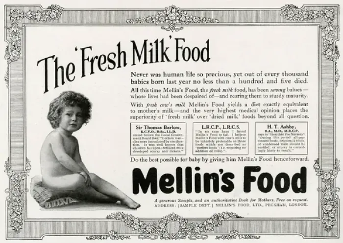 Framed Print : Advert Mellins fresh milk for babies