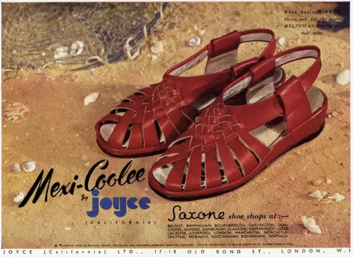 Framed Print : Advert for Mexi-Coolee by Joyce California shoes 1946 Framed Print : Advert for Mexi-Coolee by Joyce California shoes 1946