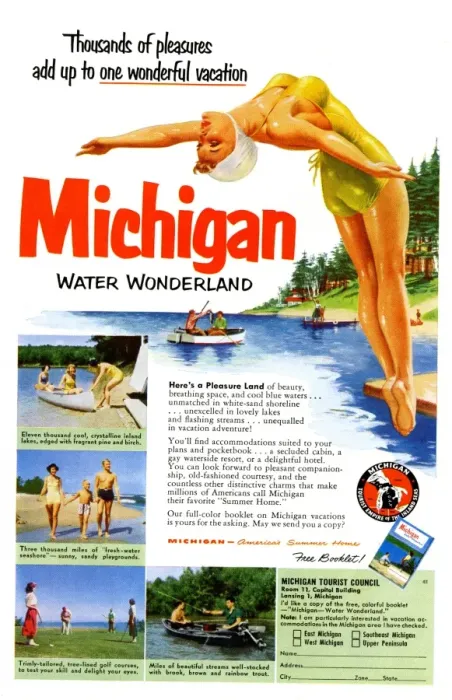 Framed Print : Advertisement, Michigan Water Wonderland Framed Print : Advertisement, Michigan Water Wonderland