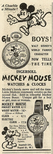 Advertisement for Mickey Mouse watch, 1933