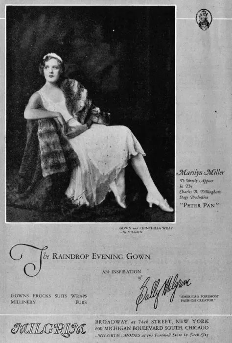 Framed Print : Advert for Milgrim, NewYork featuring Marilyn Miller Date: 1924 Framed Print : Advert for Milgrim, NewYork featuring Marilyn Miller Date: 1924