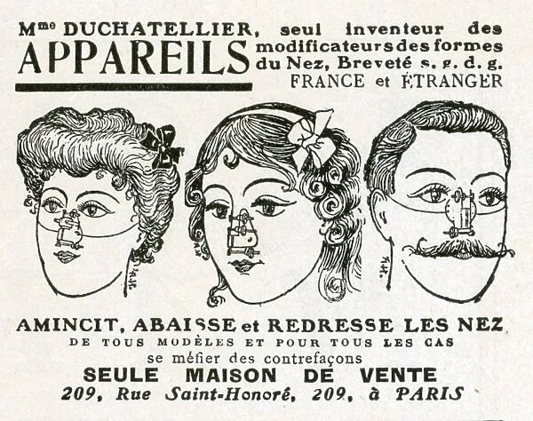 Advert for Mme Duchatellier nose straightening 1908