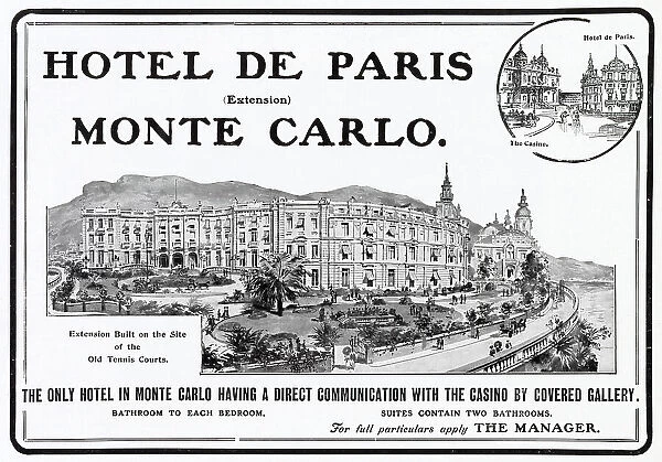Advertisement for Monte Carlo on the fashionable French Riviera. Date: 1906
