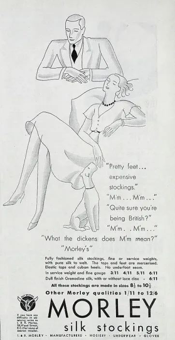 Framed Print : Advert for Morley's range of silk, mercerised stockings. Date: 1932 Framed Print : Advert for Morley's range of silk, mercerised stockings. Date: 1932