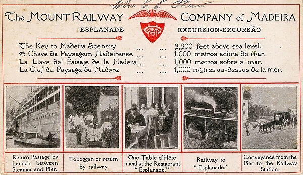 Advertisement for the Mount Railway, Madeira