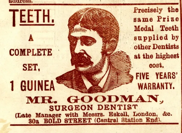 Framed Print : Advert, Mr Goodman, Surgeon Dentist, dentures Framed Print : Advert, Mr Goodman, Surgeon Dentist, dentures