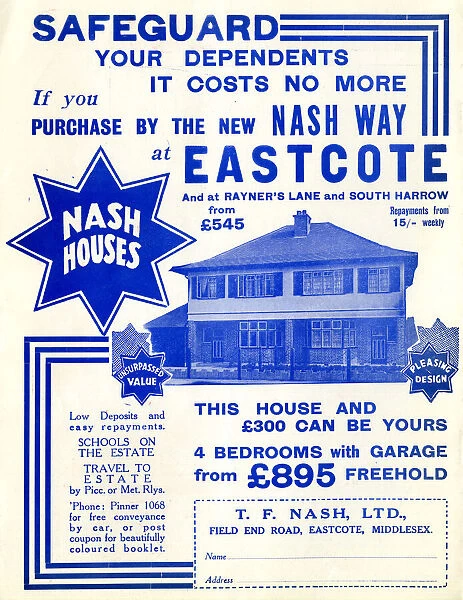 Advert, Nash Houses, Eastcote, Middlesex
