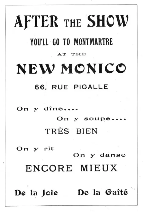 Framed Print : Advert for New Monico, 66 Rue Pigalle, Montmartre Date: 1920s Framed Print : Advert for New Monico, 66 Rue Pigalle, Montmartre Date: 1920s