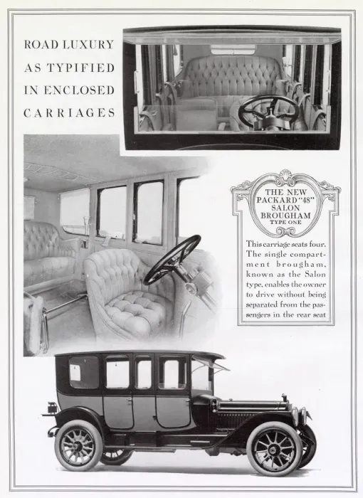 Framed Print : Advertisement for the new Pack 48'Salon Brougham, motor car able to seat four Framed Print : Advertisement for the new Pack 48'Salon Brougham, motor car able to seat four