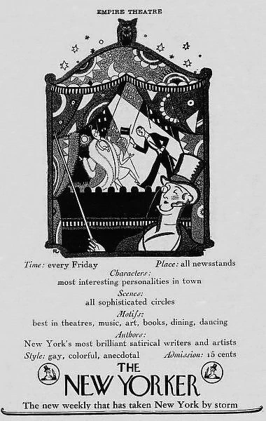 Advert for The New Yorker Magazine, 1925, New York