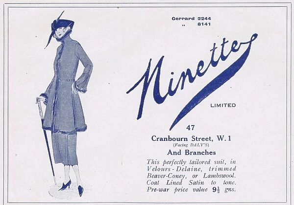Advert for Ninette couture (London) 1920s