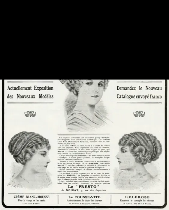 Framed Print : Advert for Noirat, hair and beauty 1912 Framed Print : Advert for Noirat, hair and beauty 1912