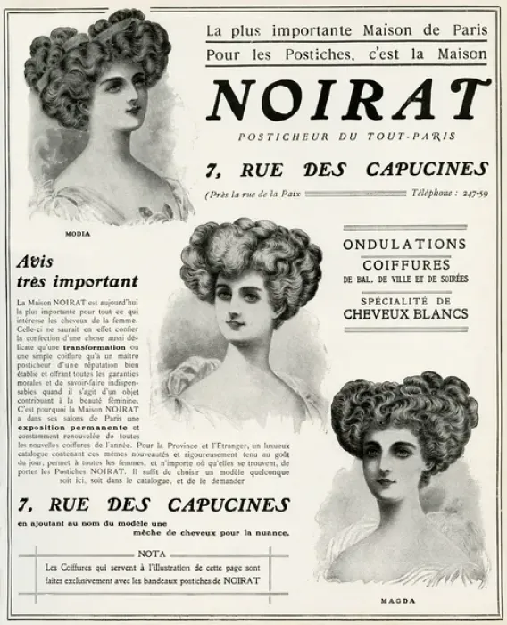 Framed Print : Advert for Noirat hairpieces 1909 Framed Print : Advert for Noirat hairpieces 1909