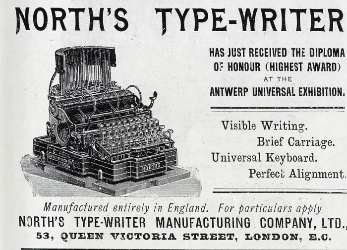 Framed Print : Advertisement for North's Typewriter, with illustration Framed Print : Advertisement for North's Typewriter, with illustration