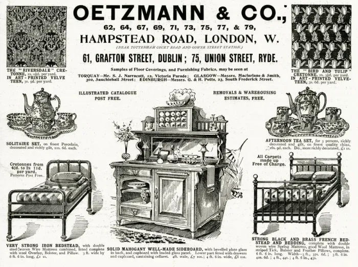 Framed Print : Advert for Oetzmann & Co. Victorian furniture 1896 Advert for Oetzmann & Co