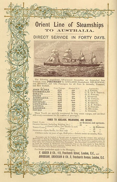 Advert, Orient Line of Steamships to Australia