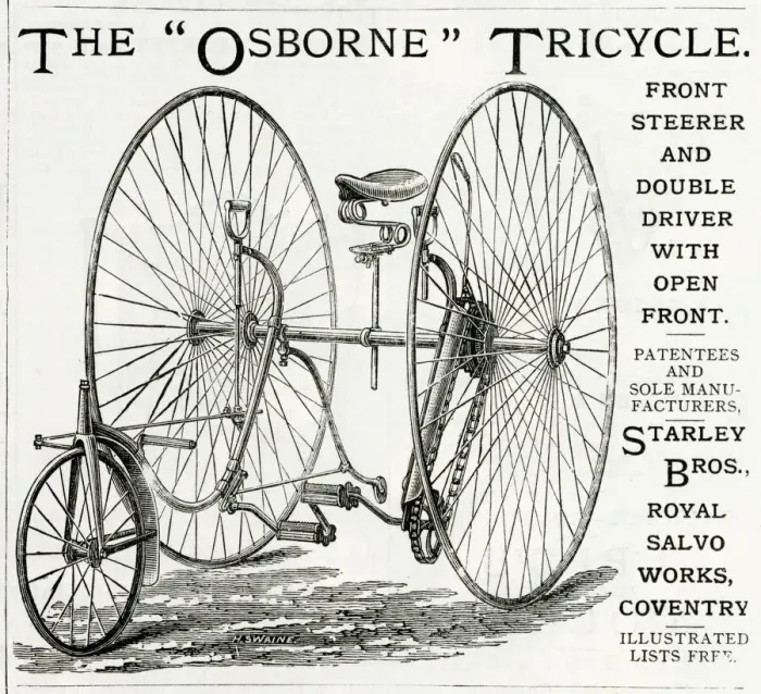 Framed Print : Advert for Osborne tricycles 1884 Framed Print : Advert for Osborne tricycles 1884