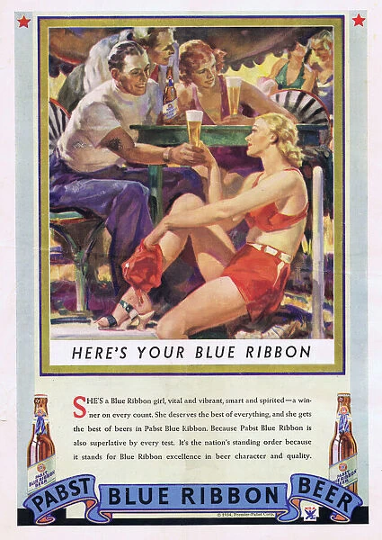 Advert for Pabst Blue Ribbon Beer (1934) Date: 1934