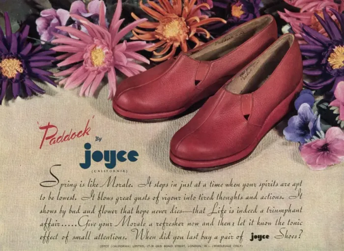 Framed Print : Advert for Paddock by Joyce California shoes 1945 Framed Print : Advert for Paddock by Joyce California shoes 1945