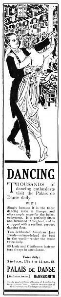 Advertisement for the Palais de Danse, Hammersmith, 1919