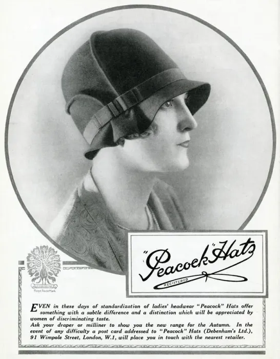 Framed Print : Advert for Peacock hats 1927 Framed Print : Advert for Peacock hats 1927
