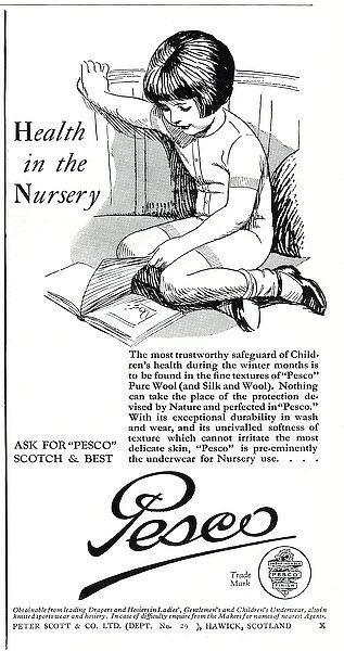 Advert for Pesco pure silk & wool underwear 1929