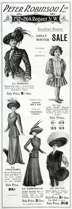 Framed Print : Advert for Peter Robinson winter garments 1909 Framed Print : Advert for Peter Robinson winter garments 1909