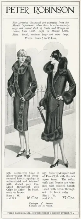 Framed Print : Advert for Peter Robinson womens coats 1927 Framed Print : Advert for Peter Robinson womens coats 1927