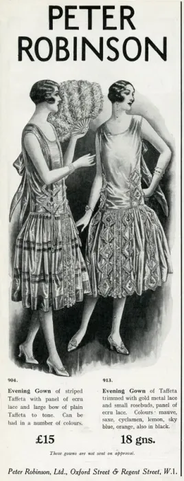 Framed Print : Advert for Peter Robinson womens evening gowns 1925 Framed Print : Advert for Peter Robinson womens evening gowns 1925