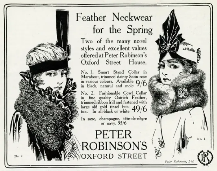 Framed Print : Advert for Peter Robinsons feather neckwear 1916 Framed Print : Advert for Peter Robinsons feather neckwear 1916