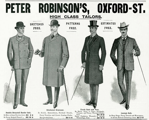 Advert for Peter Robinsons mens clothing 1904