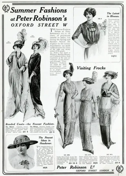 Framed Print : Advert for Peter Robinsons summer fashion 1913 Framed Print : Advert for Peter Robinsons summer fashion 1913