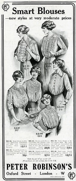 Advert for Peter Robinsons womens blouses 1913