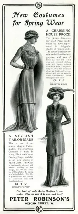 Framed Print : Advert for Peter Robinsons womens spring wear 1910 Framed Print : Advert for Peter Robinsons womens spring wear 1910
