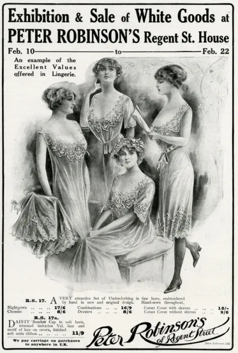 Framed Print : Advert for Peter Robinsons womens undergarments 1913 Framed Print : Advert for Peter Robinsons womens undergarments 1913