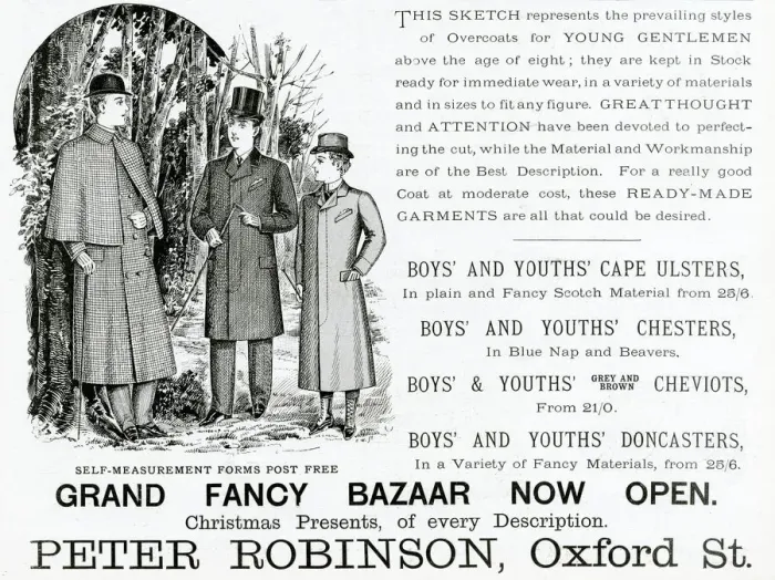 Framed Print : Advert for Peter Robinsons young gentlemens coats 1893 Framed Print : Advert for Peter Robinsons young gentlemens coats 1893