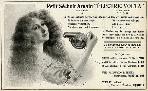 Advert for Petit Sechoir hair dryer 1910