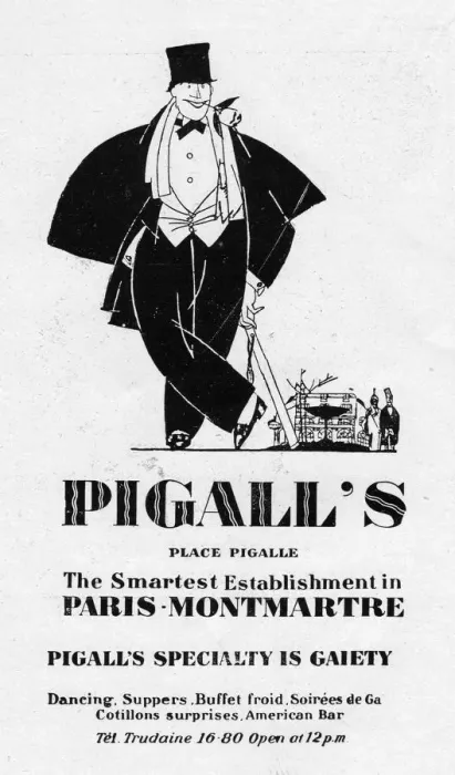 Framed Print : Advert for Pigalls nightclub, 1927, Paris Framed Print : Advert for Pigalls nightclub, 1927, Paris