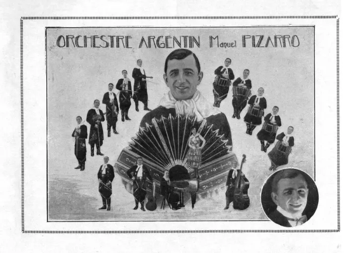 Framed Print : Advert for Pizarro Argentinian Orchestra Date: 1920s Framed Print : Advert for Pizarro Argentinian Orchestra Date: 1920s