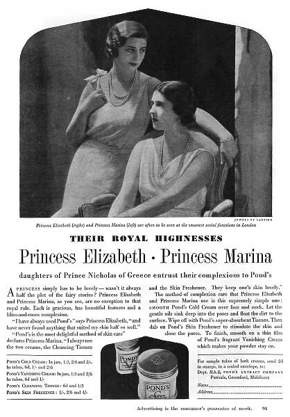 Advert for Ponds Cold Cream featuring Princess Marina