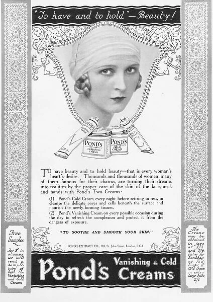 Advert for Ponds vanishing and cold creams, 1925