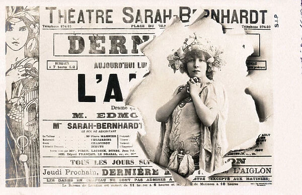 Advert postcard for Theatre Sarah Bernhardt. Paris