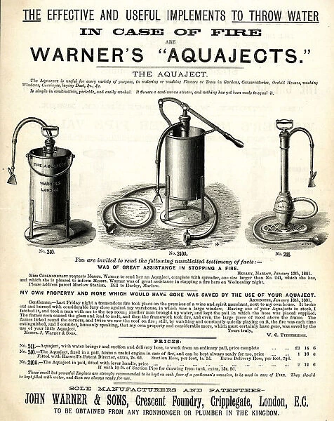 Advertising publicity leaflet, Warners Aquajects