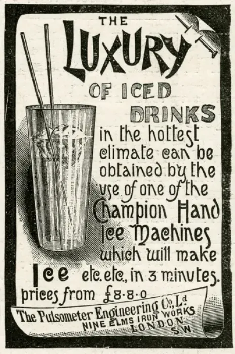 Framed Print : Advert for Pulsometer Engineering, luxury iced drinks 1897 Framed Print : Advert for Pulsometer Engineering, luxury iced drinks 1897