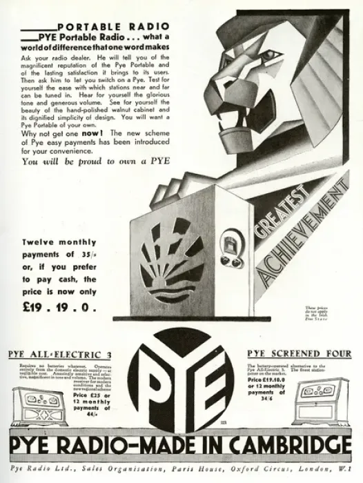 Framed Print : Advert for Pye Portable Radio 1930