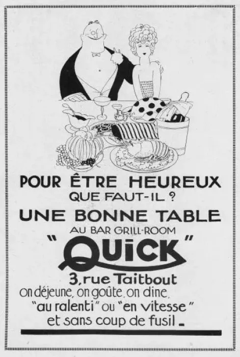 Framed Print : Advert for Quick, Bar-Grill Room, 1924, Paris Framed Print : Advert for Quick, Bar-Grill Room, 1924, Paris