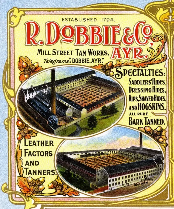 Framed Print : Advert, R Dobbie & Co, Leather Tanners, Ayr, Scotland Framed Print : Advert, R Dobbie & Co, Leather Tanners, Ayr, Scotland